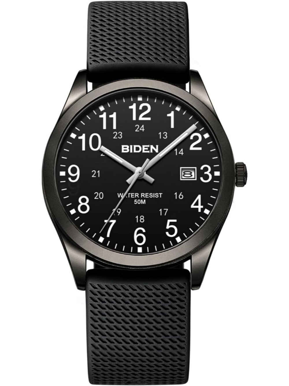 Men's All Black Analog Quartz Expansion Band Easy Reader Waterproof Wrist Watch